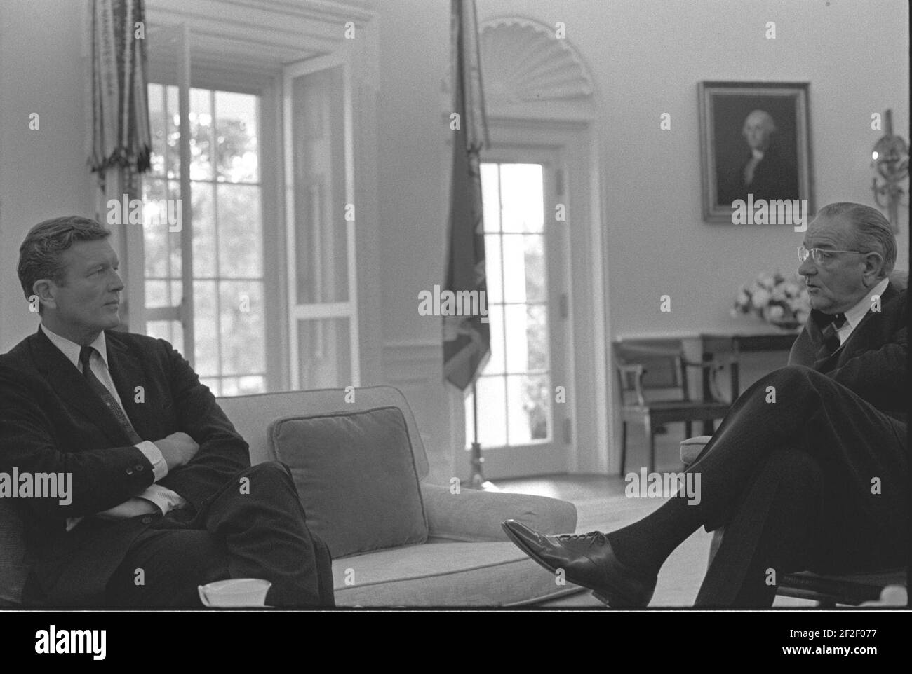 Le président Lyndon Baines Johnson et le maire John Lindsay de New York. Banque D'Images