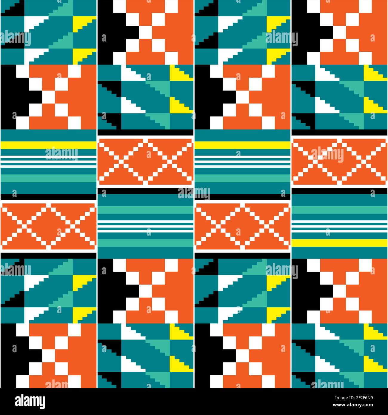 Motif géométrique tribal Kente vectoriel sans couture, nwentoma africain vibrant style toile ornement avec formes abstraites parfait pour les tissus et les textiles Illustration de Vecteur