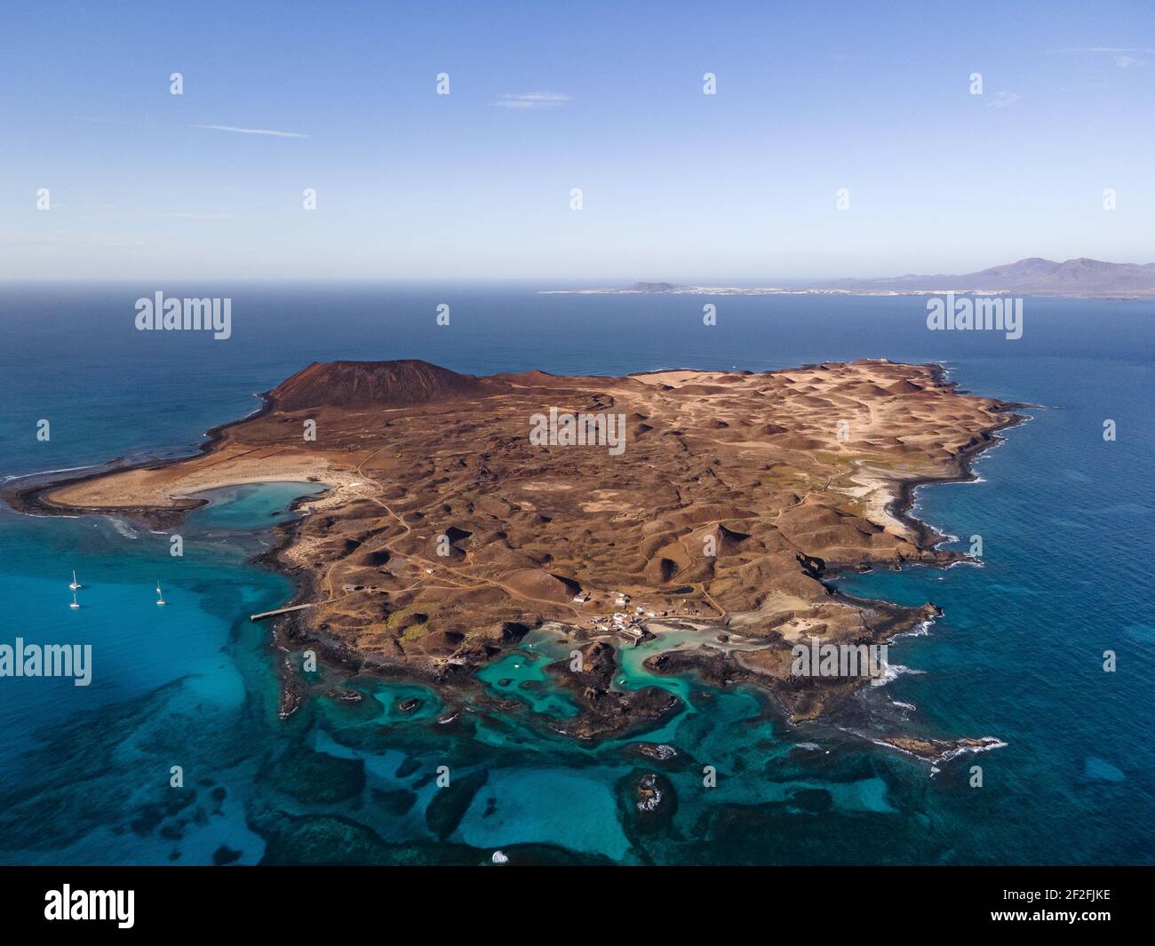 Vue aérienne de l'île de Lobos - Îles Canaries Banque D'Images