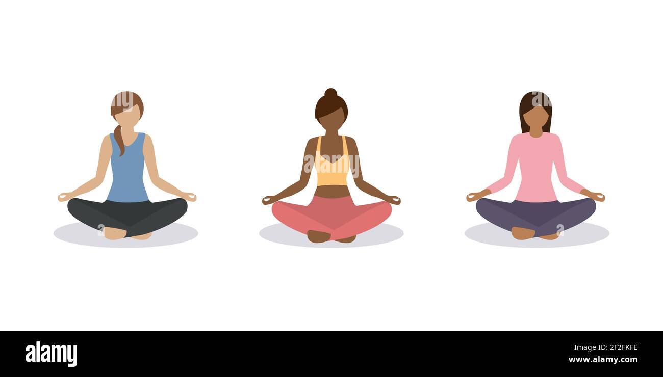 jeu de méditation de fille de yoga et de style de vie sain Illustration de Vecteur