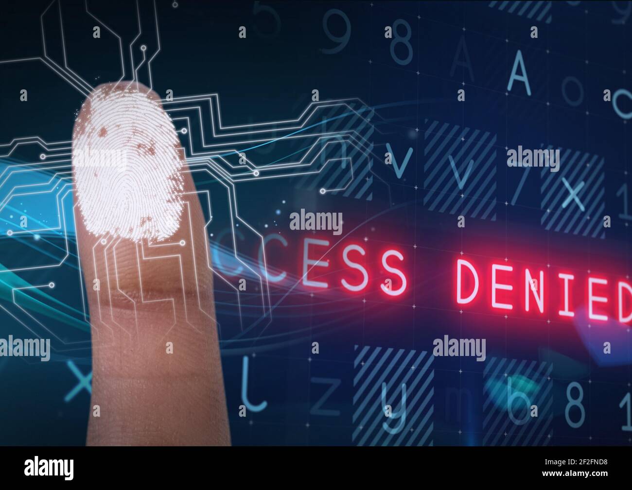 Détection des données de cyber-sécurité à l'aide d'un doigt humain sur un lecteur biométrique traitement Banque D'Images