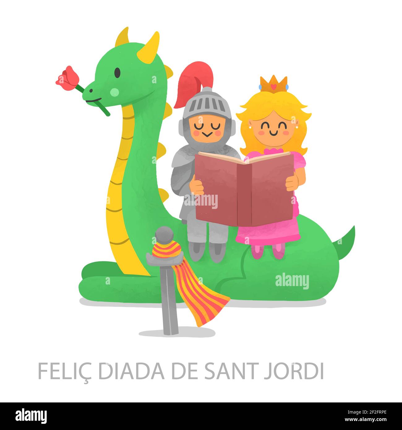 Illustration de la diada de sant jordi dessinée à la main illustration vectorielle. Illustration de Vecteur
