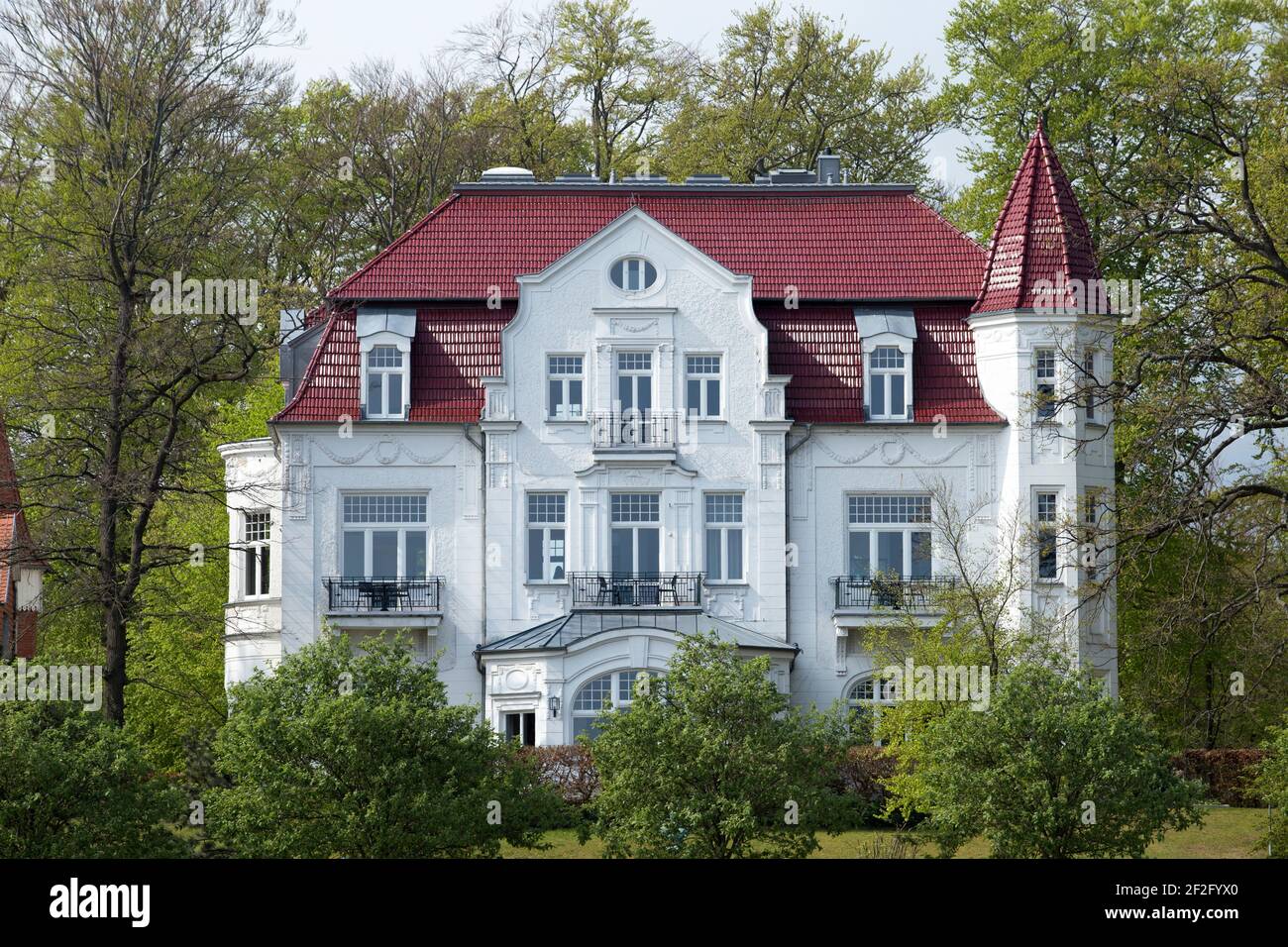 Villa Staudt, Heringsdorf, île d'Usedom, côte de mer Baltique, Mecklenburg-Ouest Pomerania, Allemagne Banque D'Images