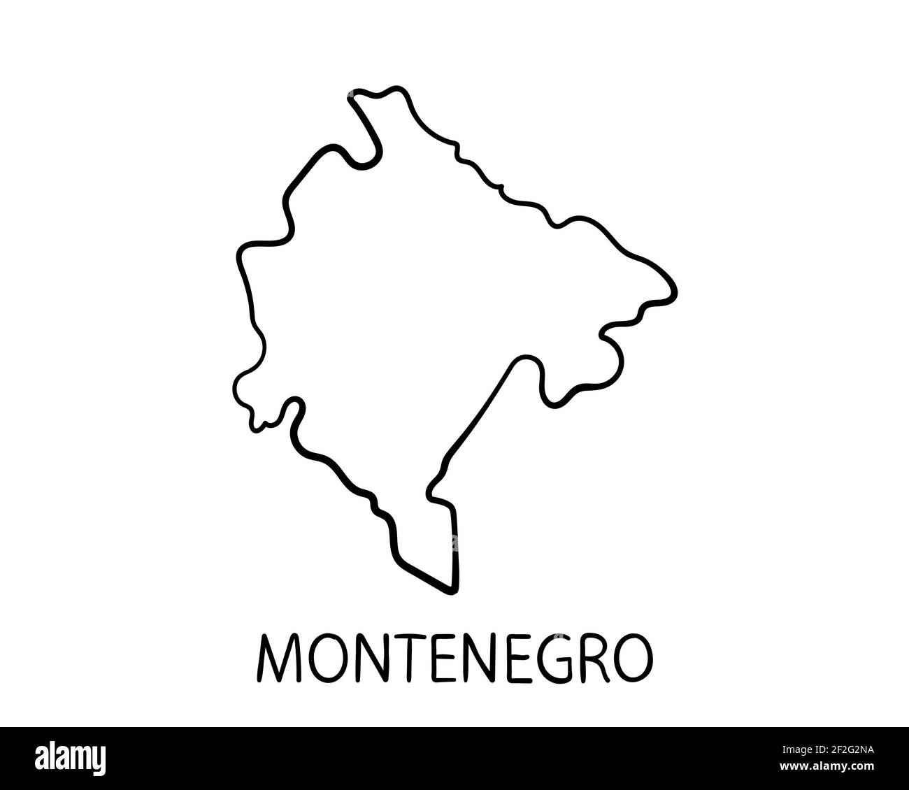 Carte du Monténégro - Illustration dessinée à la main Banque D'Images