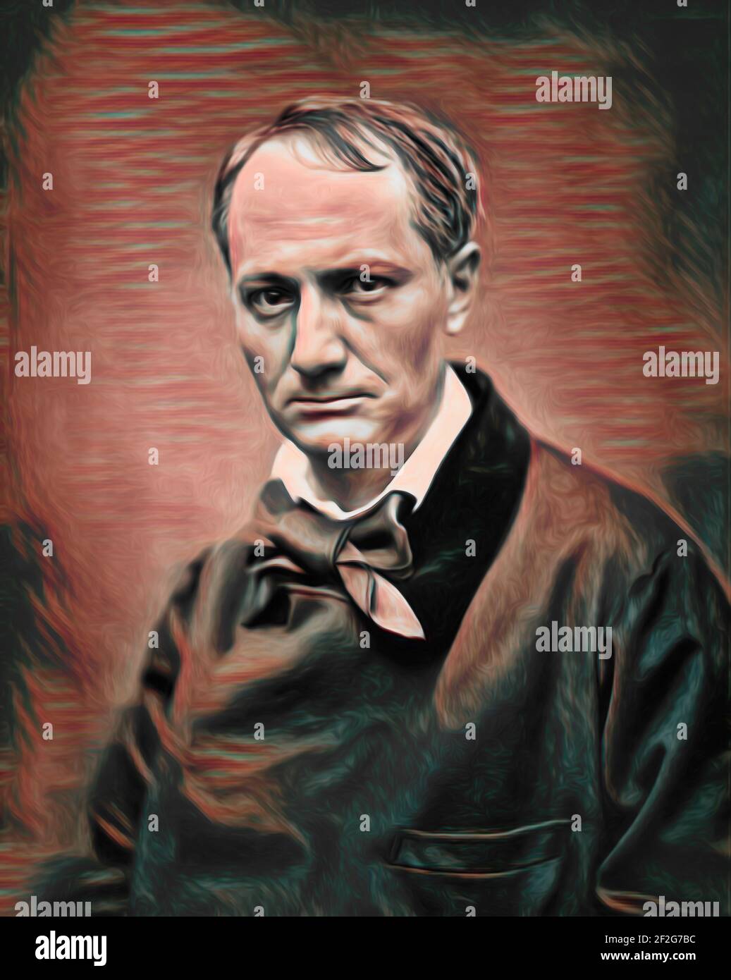Charles Pierre Baudelaire, 1821 – 1867, poète français, portrait d'Étienne Carjat, 1863, numériquement modifié Banque D'Images