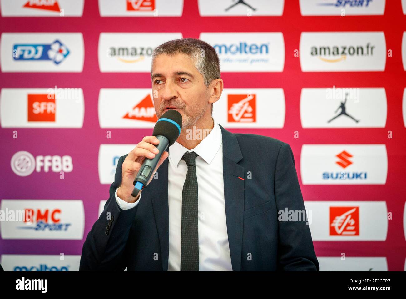 Jean-Pierre Siutat, Président de la Fédération française de basket-ball lors de la conférence de presse du 29 juillet 2019 à l'INSEP (Institut national du sport, de l'expertise et de la performance) à Paris, France avant le départ pour la coupe du monde de basket-ball de la FIBA Chine 2019 - photo Ann-Dee LAMOUR / CDP MEDIA / DPPI Banque D'Images