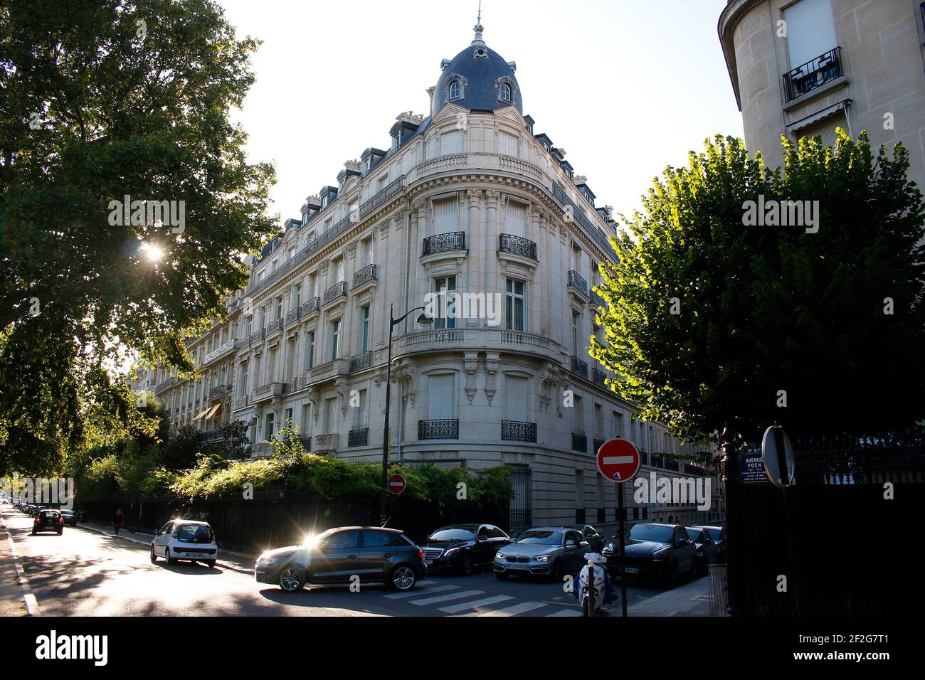 La maison de la rue dans laquelle Foche milliardaire de New York Jeffrey Epstein était propriétaire d'un appartement de luxe/ Das Haus in der Rue dem dem Foche, dans Jeffrey spe Banque D'Images