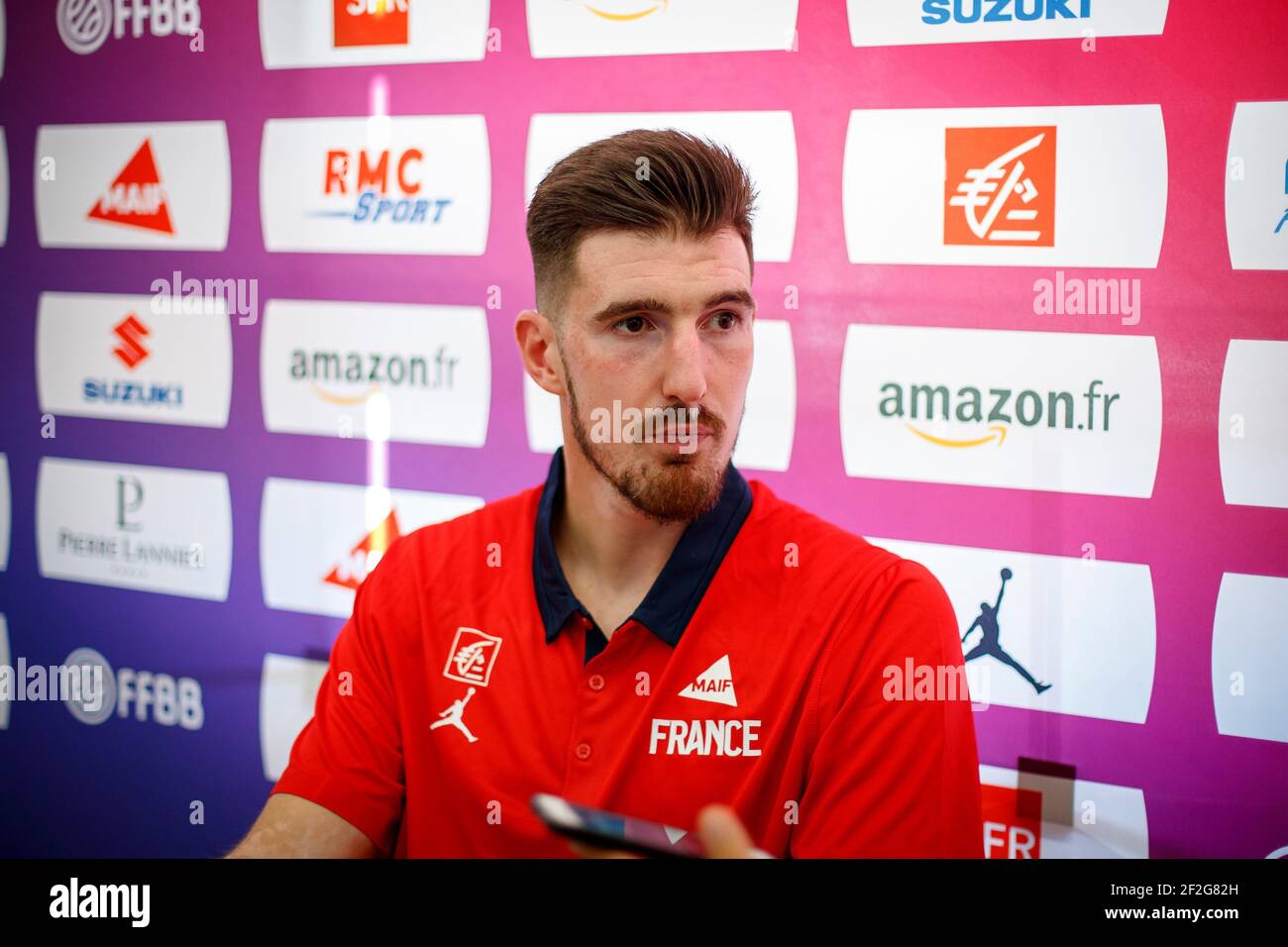 Nando De Colo Garde De Tir 163 Selections Lors De La Conference De Presse Du 29 Juillet 19 A L Insep Institut National Du Sport De L Expertise Et De La Performance A Paris