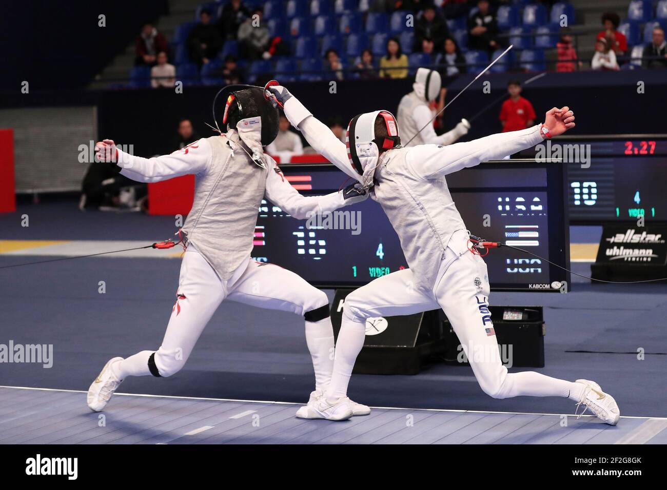 CHOI Chun Yin Ryan (Hong-Kong) c. ITKIN Nick (Etats-Unis) pendant le Challenge International de Paris 2020, clôture, coupe du monde de la feuille le 12 janvier 2020 au stade Pierre de Coubertin à Paris, France - photo Ann-Dee Lamour / CDP MEDIA / DPPI Banque D'Images