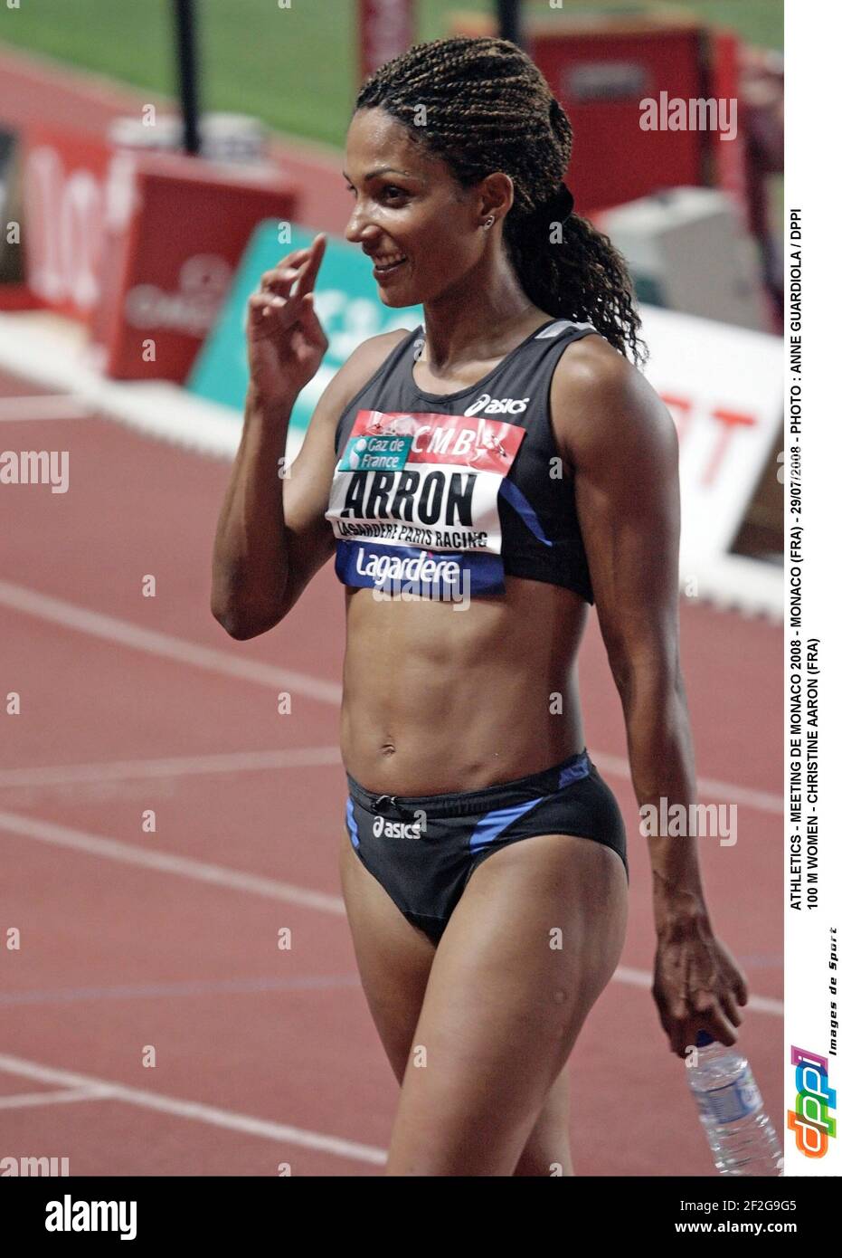 ATHLÉTISME - MEETING DE MONACO 2008 - MONACO (FRA) - 29/07/2008 - PHOTO : ANNE GUARDIOLA / DPPI 100 M FEMMES - CHRISTINE AARON (FRA) Banque D'Images