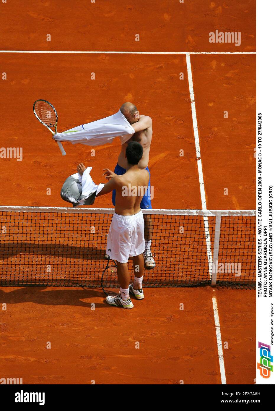 TENNIS - MASTERS SERIES - MONTE CARLO OPEN 2008 - MONACO - 19 AU 27/04/2008  PHOTO: ANNE GUARDIOLA/ DPPI NOVAK DJOKOVIC (SCG) ET IVAN LJUBICIC (CRO  Photo Stock - Alamy