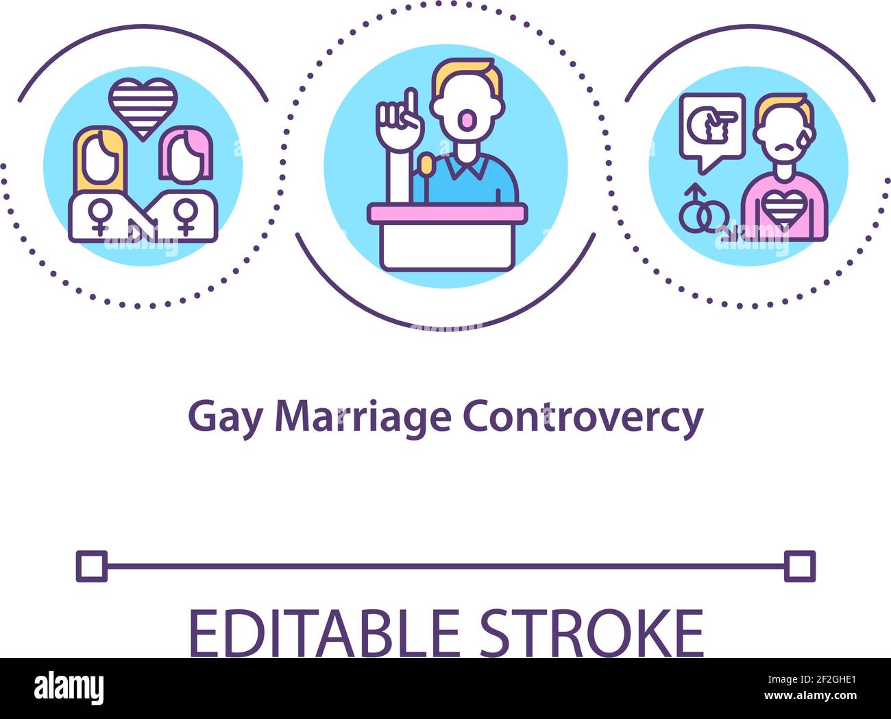 Icône de concept de controverse de mariage gay Illustration de Vecteur