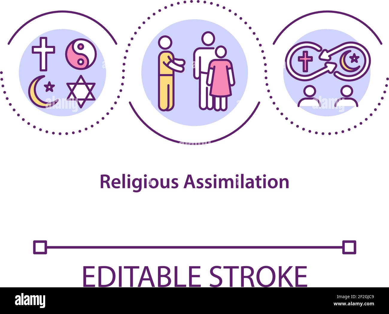 Icône du concept d'assimilation religieuse Illustration de Vecteur