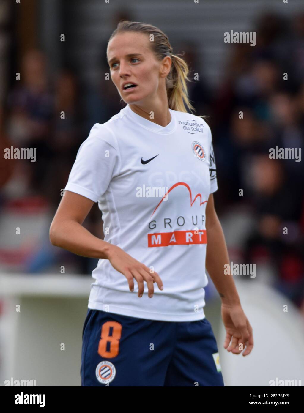 Sandie Toletti de Montpellier Herault Sport Club réagit lors du championnat de France des femmes D1 match de football entre FC Fleury 91 et Montpellier HSC le 07 septembre 2019 au stade Auguste Gentelet 1 à Fleury Merogis, France - photo Antoine Massinon / A2M Sport Consulting / DPPI Banque D'Images