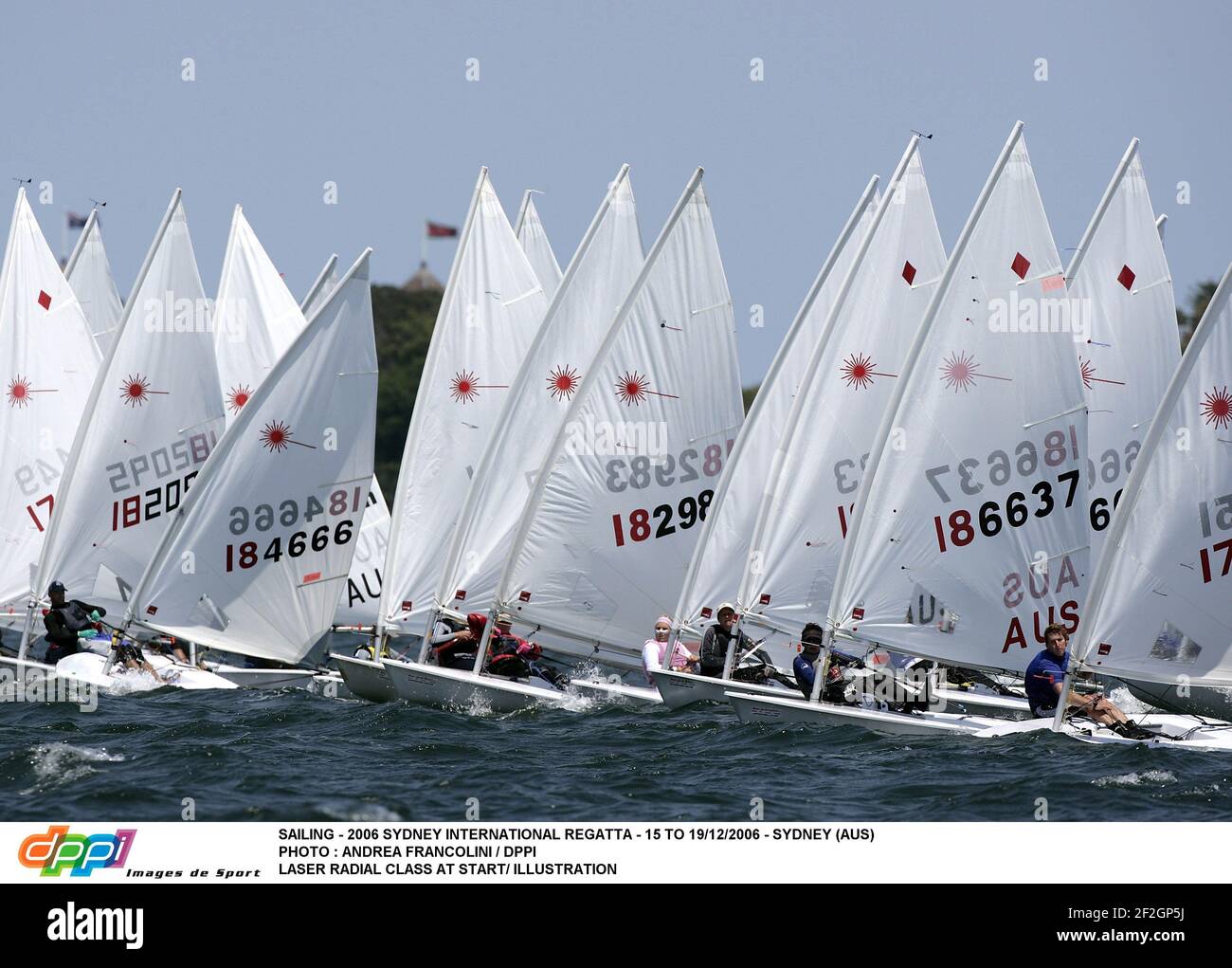 VOILE - 2006 SYDNEY INTERNATIONAL REGATTA - 15 AU 19/12/2006 - SYDNEY (AUS) PHOTO : ANDREA FRANCOLINI / DPPI LASER RADIAL CLASSE AU DÉBUT/ ILLUSTRATION Banque D'Images