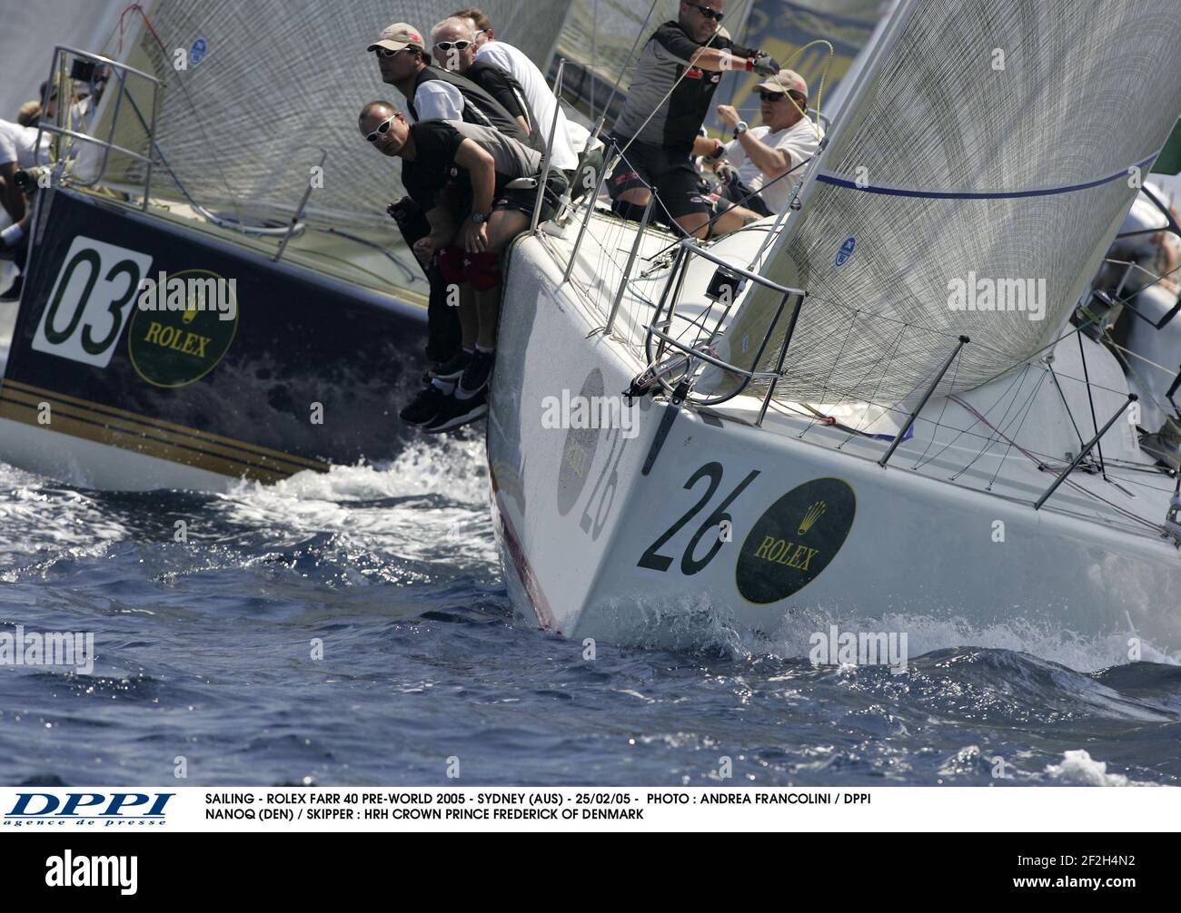 VOILE - ROLEX FARR 40 PRE-WORLD 2005 - SYDNEY (AUS) - 25/02/05 - PHOTO : ANDREA FRANCOLINI / DPPI NANOQ (DEN) / SKIPPER : HRH PRINCE HÉRITIER FREDERICK DU DANEMARK Banque D'Images