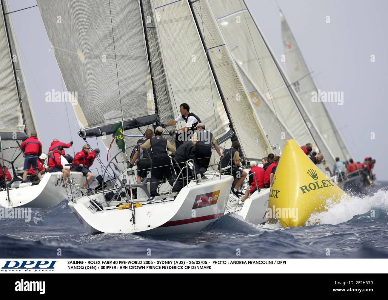 VOILE - ROLEX FARR 40 PRE-WORLD 2005 - SYDNEY (AUS) - 26/02/05 - PHOTO : ANDREA FRANCOLINI / DPPI NANOQ (DEN) / SKIPPER : HRH PRINCE HÉRITIER FREDERICK DU DANEMARK Banque D'Images