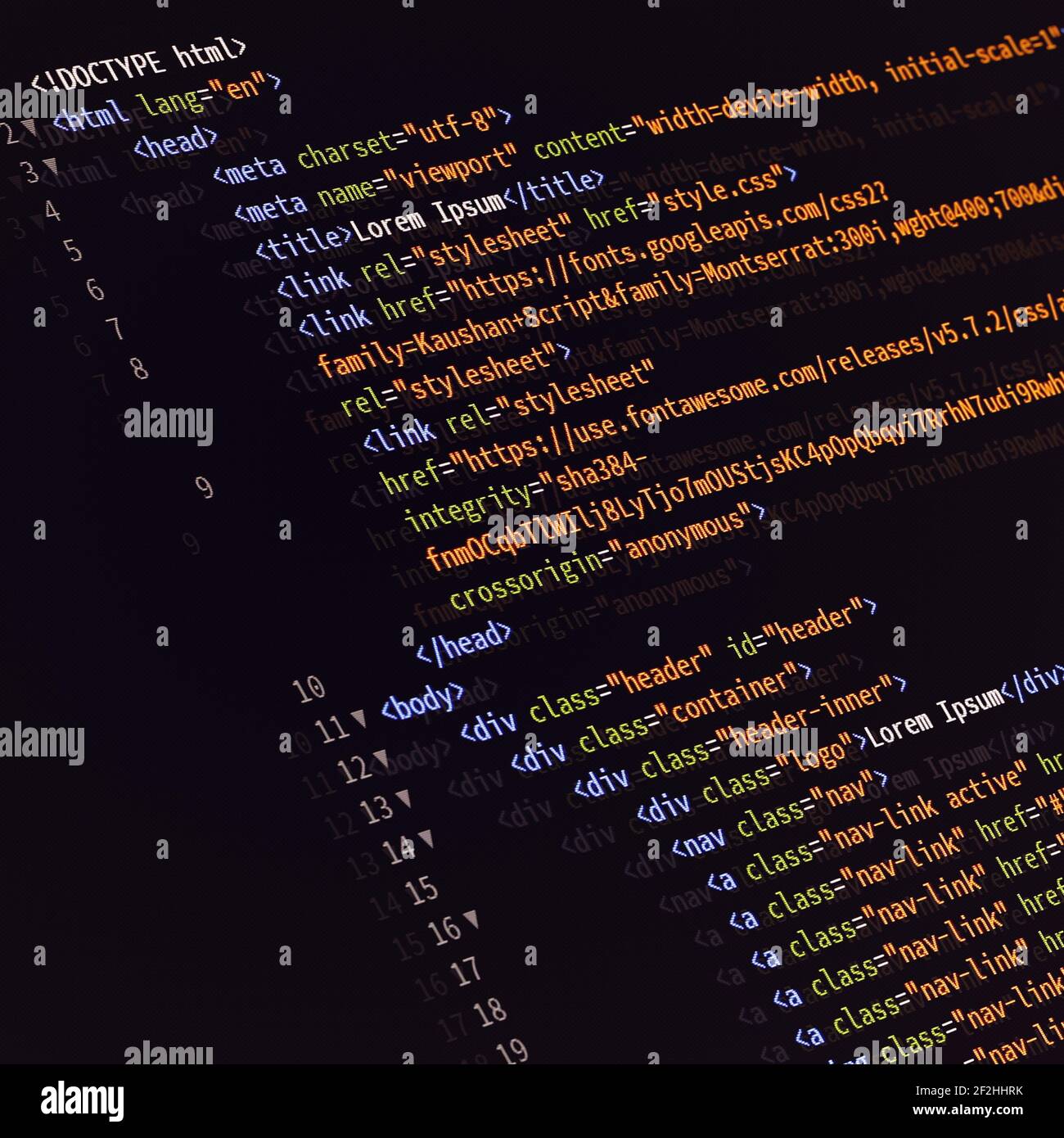 html front-end web développement du langage de programmation pour le codage de site web. fond de médias mixtes Banque D'Images