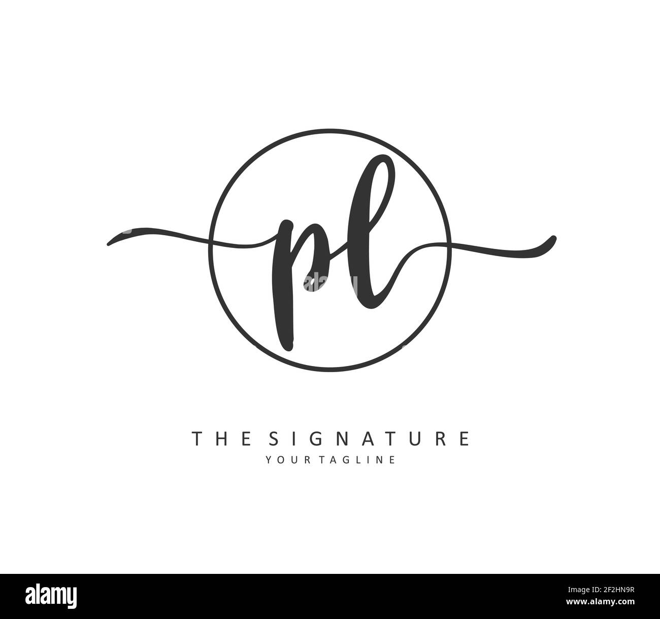 PL lettre initiale écriture manuscrite et logo de signature. Un concept d'écriture manuscrite logo initial avec élément de modèle. Illustration de Vecteur