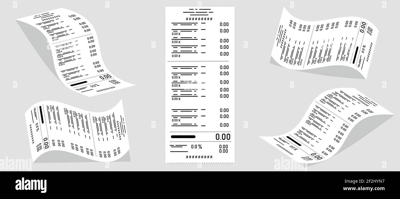 Dessin vectoriel. Ensemble de chèques de banque sur un fond gris. Les affaires, le commerce électronique Illustration de Vecteur