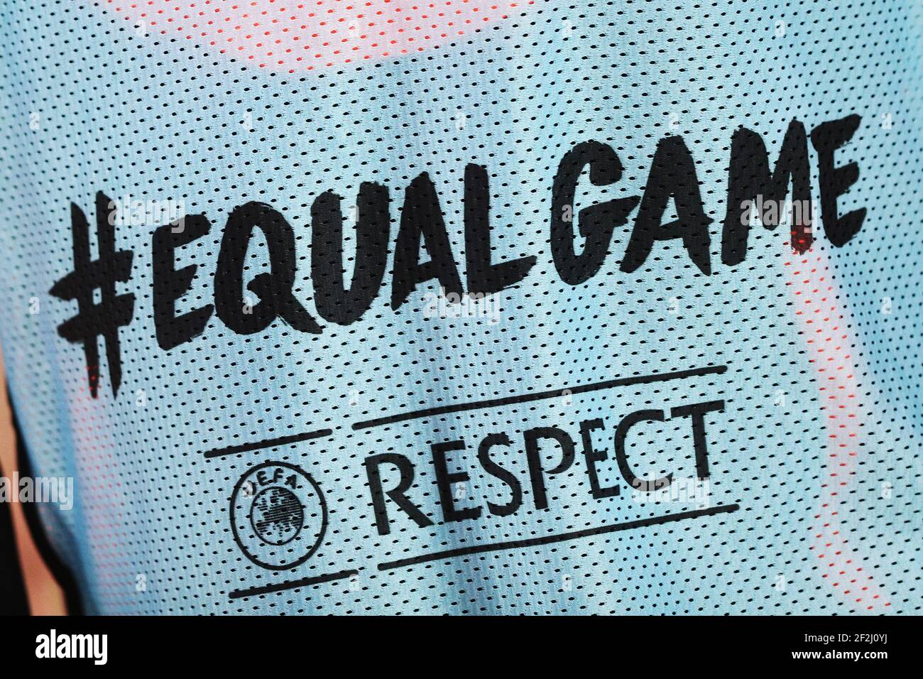 Egalité de jeu et respect logos de campagne sur un bib Cluj pendant l'UEFA Europa League, le Groupe E match de football entre SS Lazio et CFR Cluj le 28 novembre 2019 au Stadio Olimpico à Rome, Italie - photo Federico Proietti / DPPI Banque D'Images