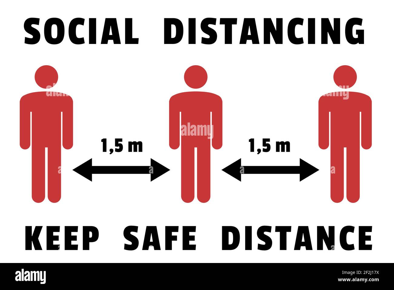 Signe de vecteur de distance sociale. Maintenir une distance de sécurité. Rouge, noir et blanc. Illustration de Vecteur