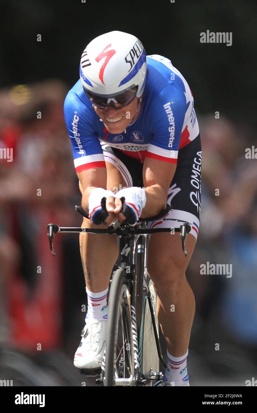 CYCLISME - TOUR DE FRANCE 2012 - PROLOGUE - TEMPS Essai / Liège > Liège (6,1 km) - 30/06/2012 - PHOTO MANUEL BLONDAU / DPPI - OMEGA PHARMA QUICK STEP TEAMRIDER SYLVAIN CHAVANEL DE FRANCE Banque D'Images