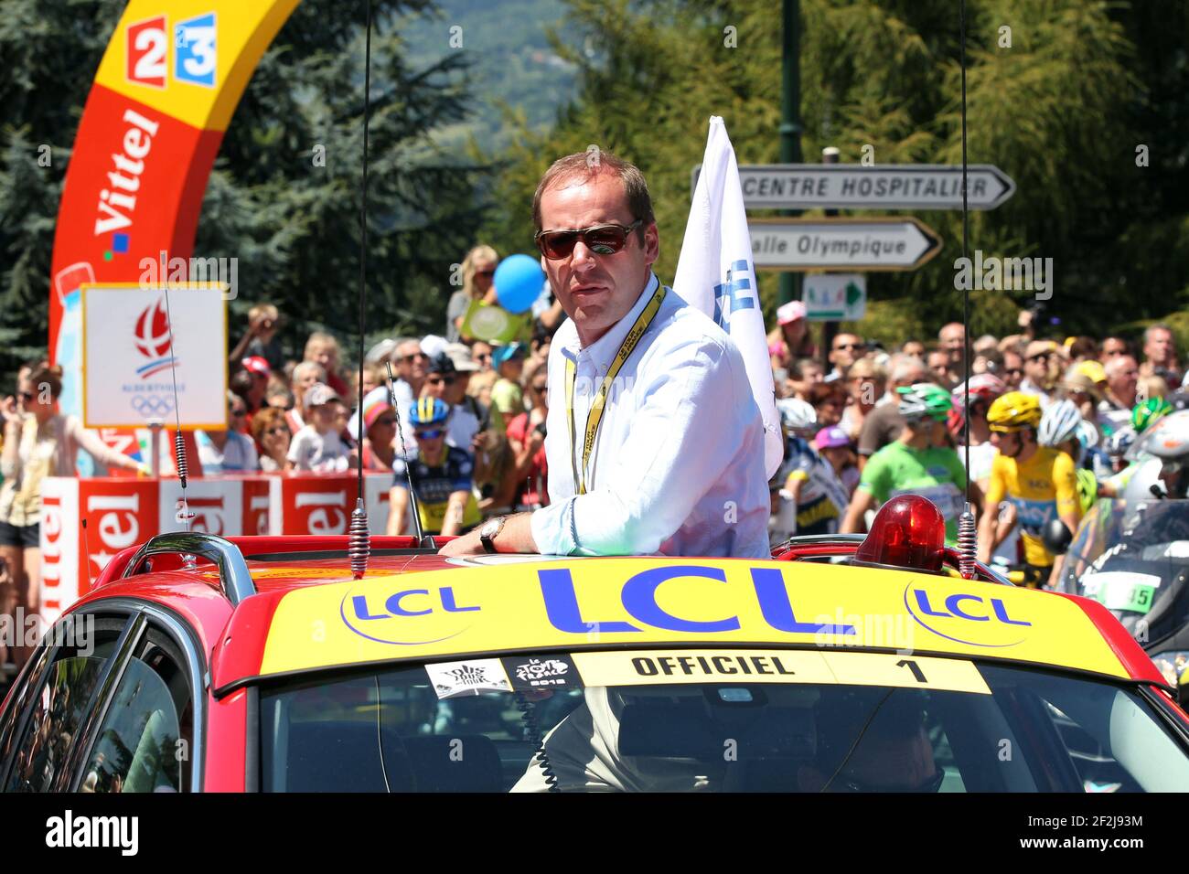 CYCLISME - TOUR DE FRANCE 2012 - ÉTAPE 11 - Albertville > la Toussuire - les Sybelles (140 km) - 12/07/2012 - PHOTO MANUEL BLONDEAU / DPPI - CHRISTIAN PRUDHOMME Banque D'Images