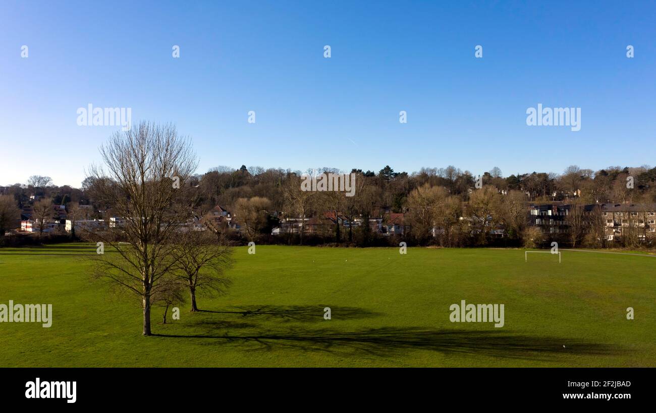 Vue aérienne de Warren Avenue Playing Field, Bromley Banque D'Images