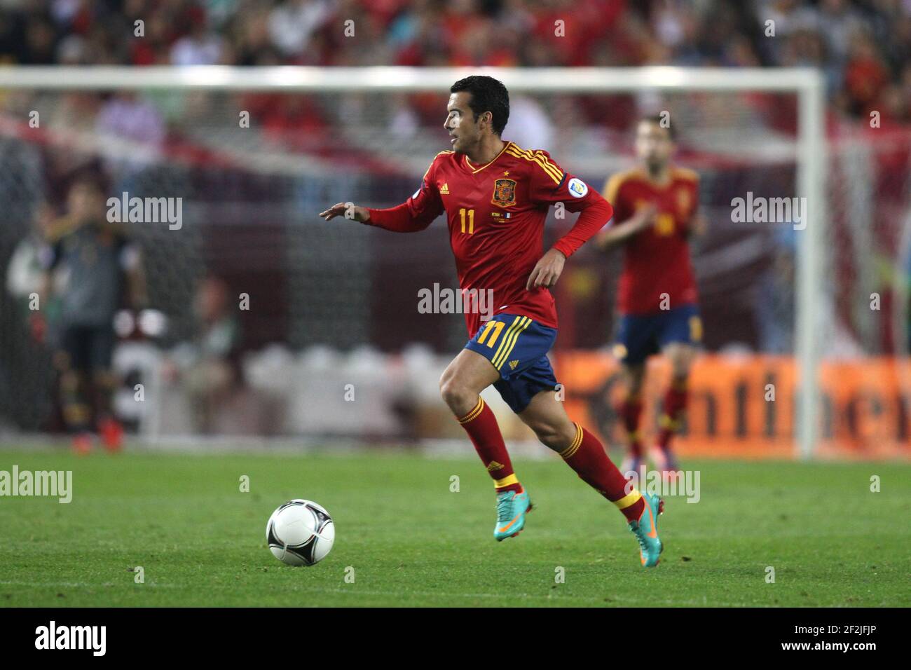 FOOTBALL - COUPE DU MONDE DE LA FIFA 2014 - QUALIFICATION - ESPAGNE V FRANCE - 16/10/2012 - PHOTO MANUEL BLONDAU / AOP PRESSE / DPPI - PEDRO Banque D'Images