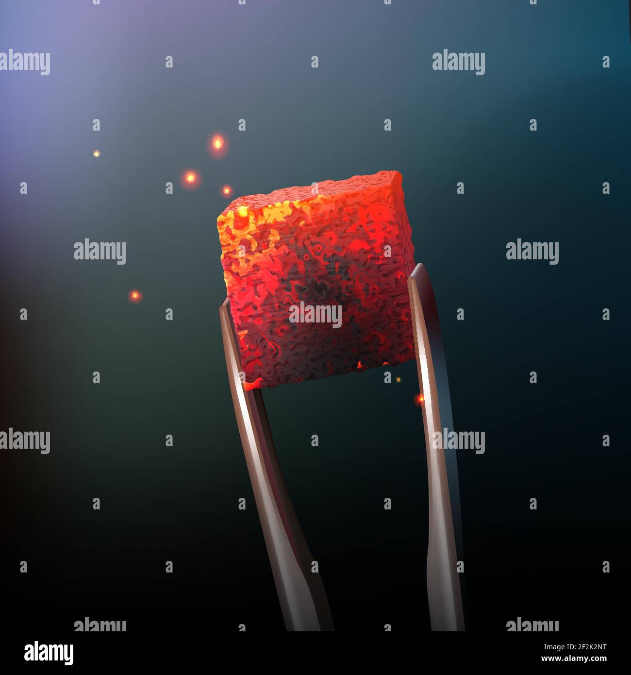 Charbon Vector Hookah avec pinces, vue latérale rapprochée sur un arrière-plan sombre et flou Illustration de Vecteur