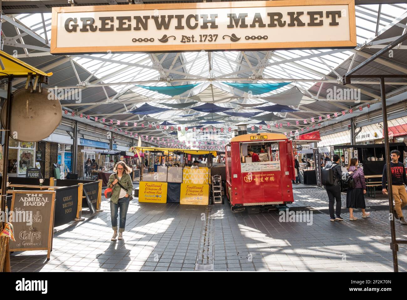 Marché de Greenwich, Greenwich, London, UK. Banque D'Images