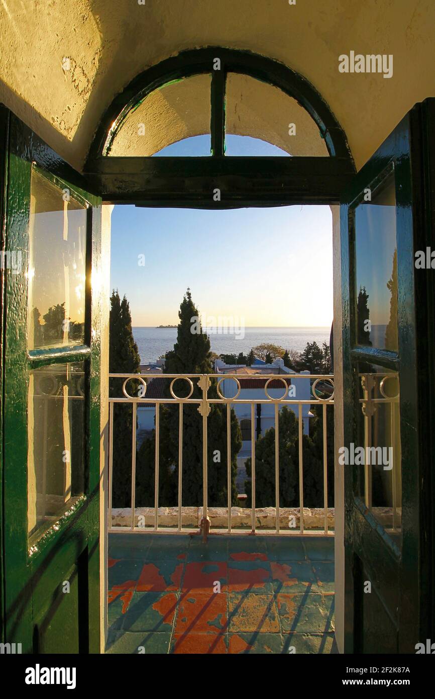 Porte de phare à Colonia del Sacramento, Uruguay Banque D'Images