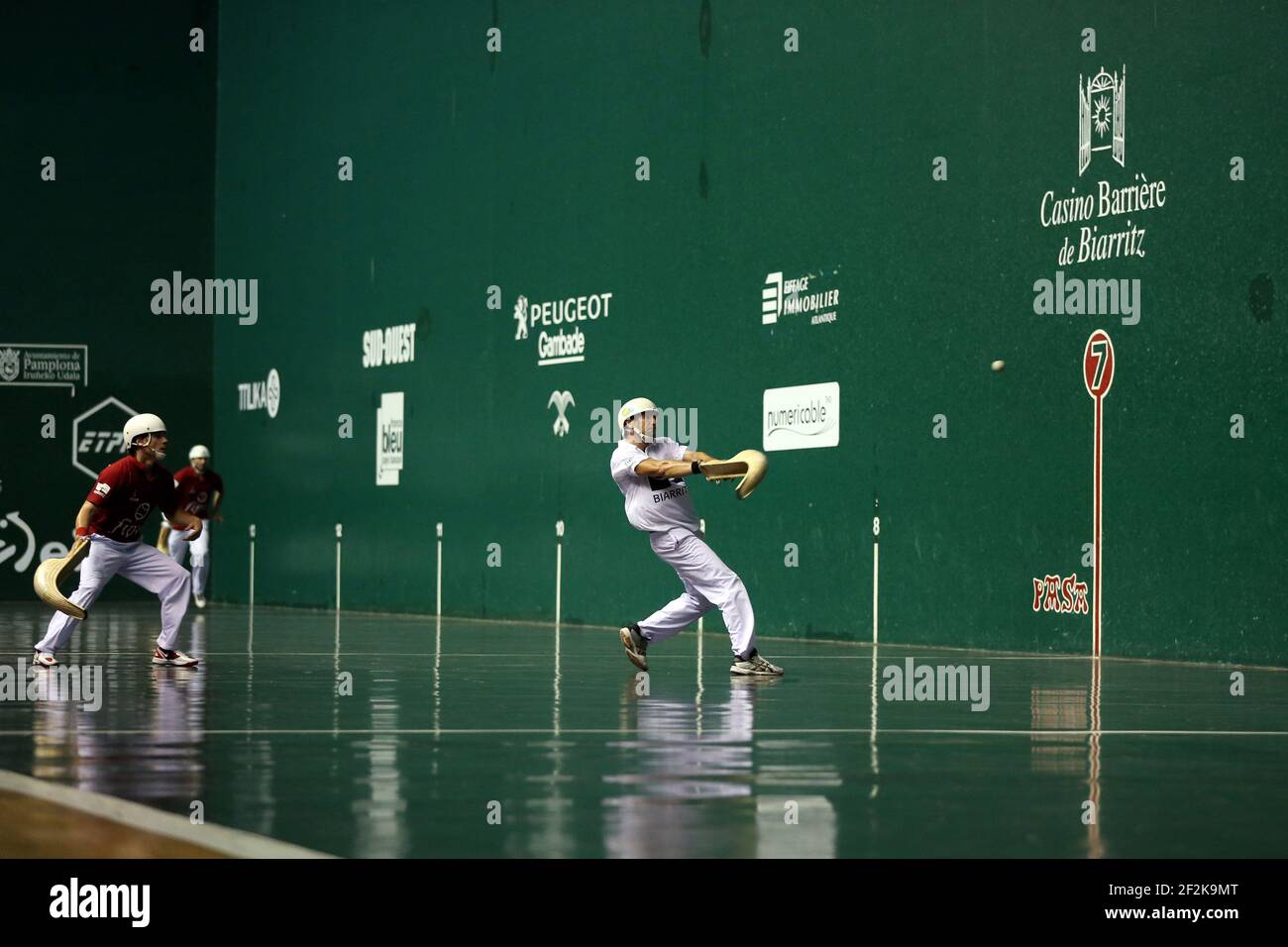 Cesta punta - Jai Alai - Championnat du monde 2013 - Biarritz - France - 1/2 final - 26/08/2013 - photo Manuel Blondeau / AOP-PRESS / DPPI - Christophe Olha (blanc) Banque D'Images