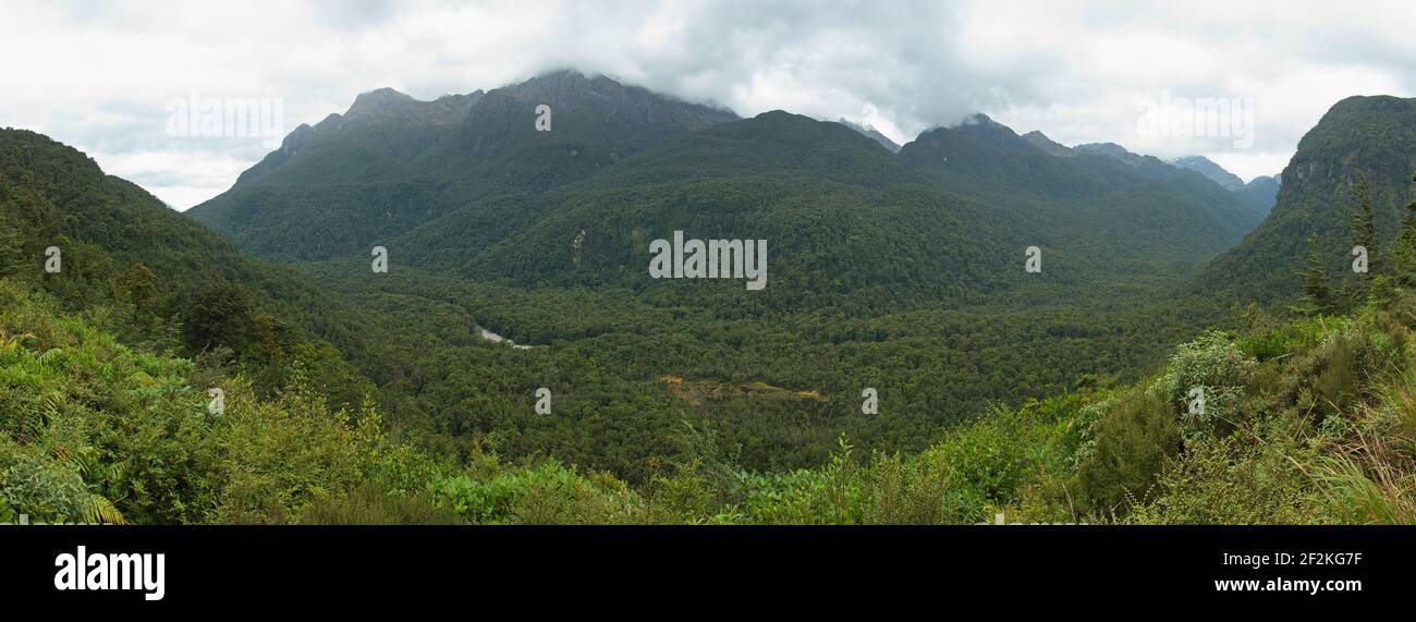 Paysage à Wilmot Pass dans le parc national Fiordland à Southland Sur l'île du Sud de la Nouvelle-Zélande Banque D'Images