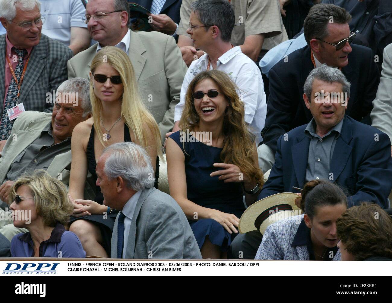 TENNIS - FRENCH OPEN - ROLAND GARROS 2003 - 03/06/2003 - PHOTO: DANIEL BARDOU / DPPI CLAIRE CHAZAL - MICHEL BOUJENAH - CHRISTIAN BIMES Banque D'Images
