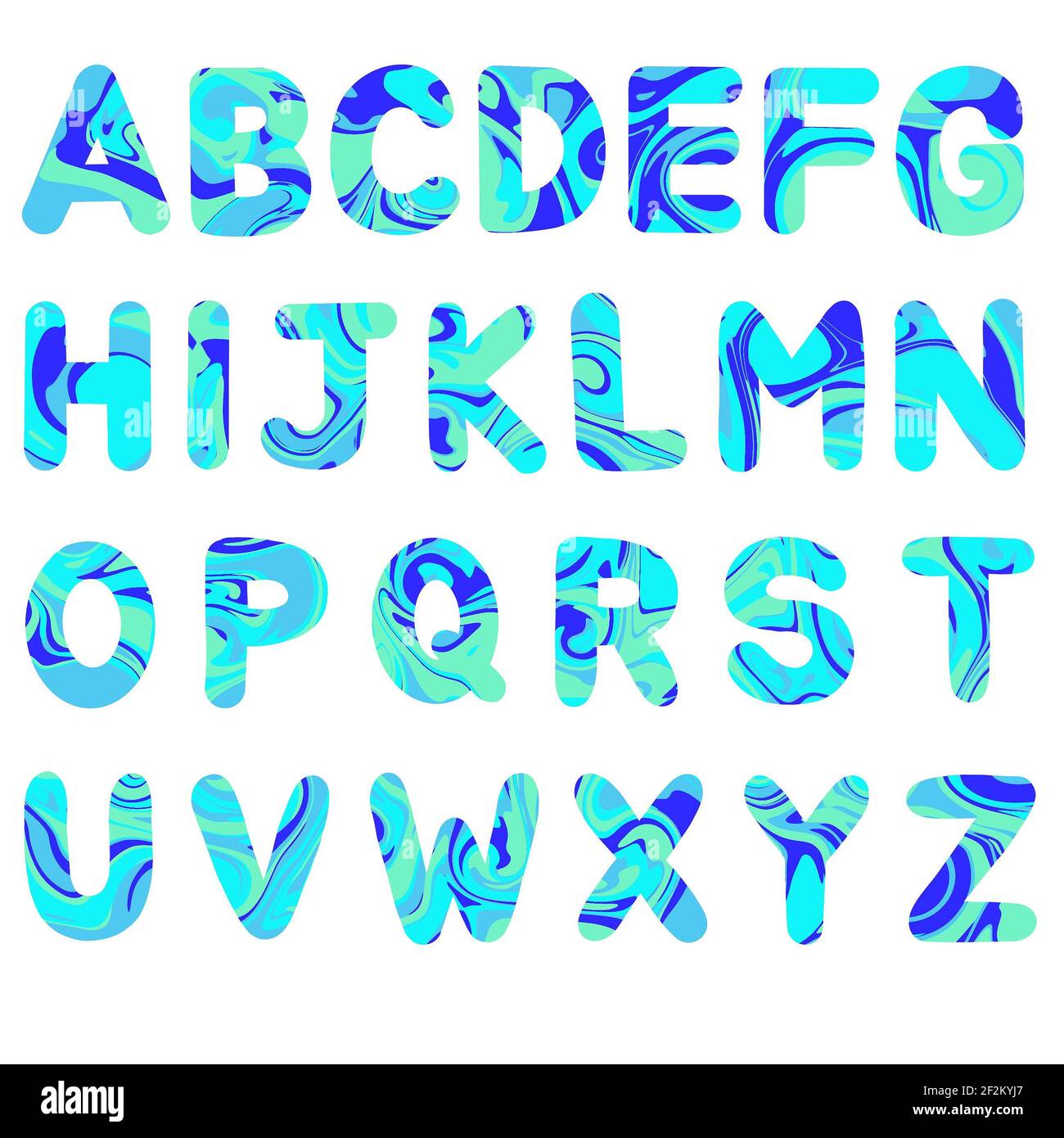 L'alphabet anglais avec arrière-plan abstrait avec différentes nuances de bleu Banque D'Images