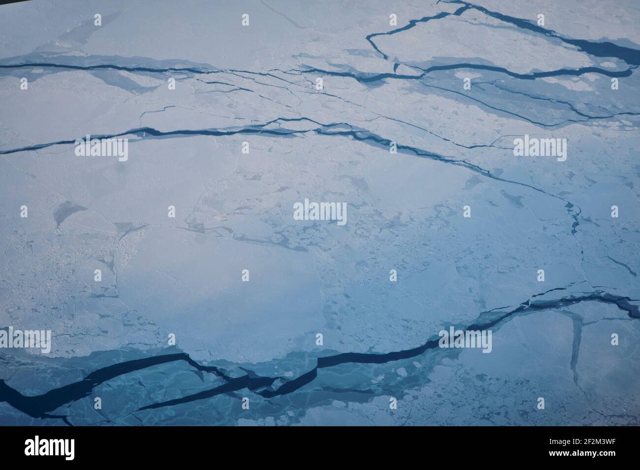 Vue aérienne de la glace de plateau du groenland vue depuis un avion à réaction, Groenland, Royaume du Danemark, Amérique du Nord Banque D'Images