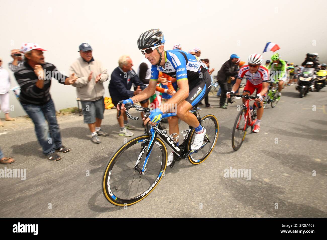 Bartosz Huzarski de Pologne pour l'équipe NetApp-Endura est photographié dans le Col du Tourmalet pendant le Tour de France, UCI World Tour 2014, Stage 18, Pau - Hautacam (145,5 km), le 24 juillet 2014 - photo Manuel Blondeau / AOP Press / DPPI Banque D'Images