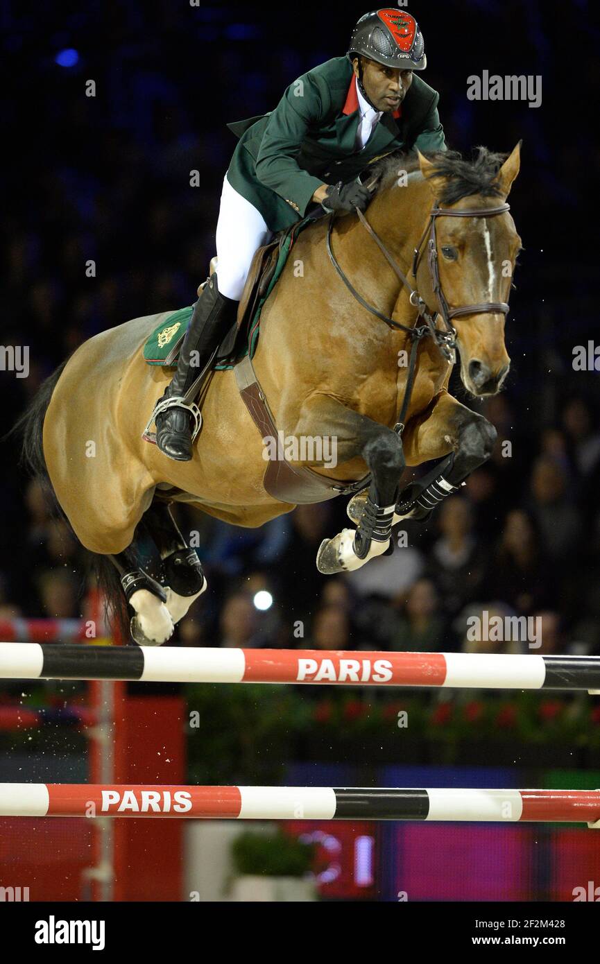 Abdelkebir Ouaddar (Mar) à bord de rapidement de Kreisker pendant les Gucci Paris Masters , salon du cheval 2013 à Paris-Nord Villepinte, France, vendredi 6 décembre 2013. Photo Christophe Bricot / DPPI Banque D'Images