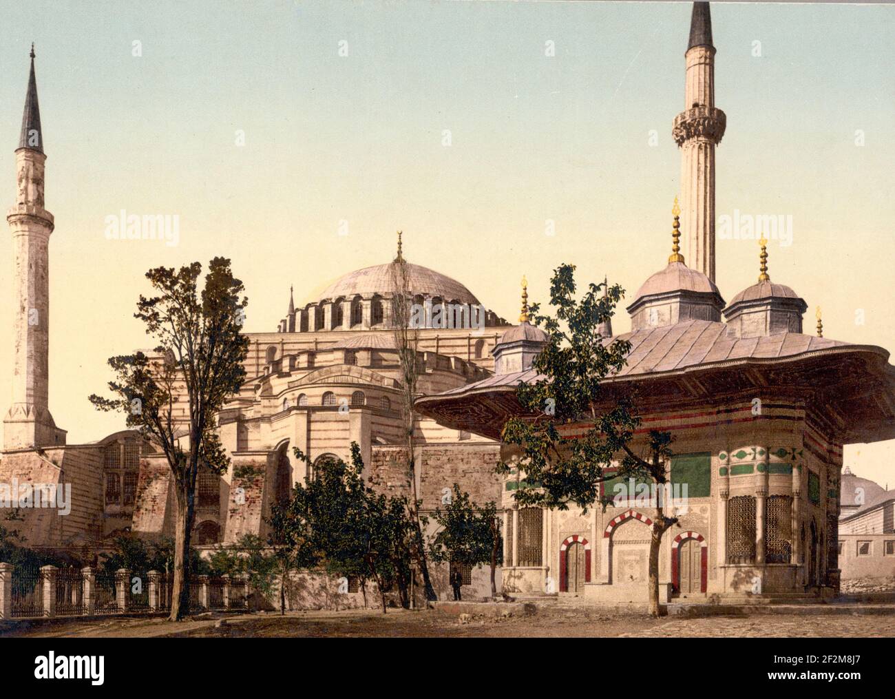 Mosquée de Sainte-Sophie et fontaine Ahmed III, Constantinople, Turquie, vers 1900 Banque D'Images