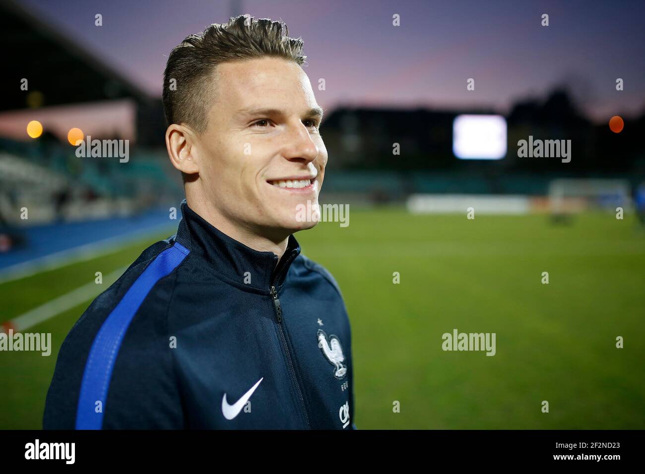 Kevin Gameiro, le joueur de France, sourit avant le match de qualification de la coupe du monde de la FIFA 2018, groupe A, entre le Luxembourg et la France le 25 mars 2017 au stade Josy Barthel à Luxembourg - photo Benjamin Cremel / DPPI Banque D'Images