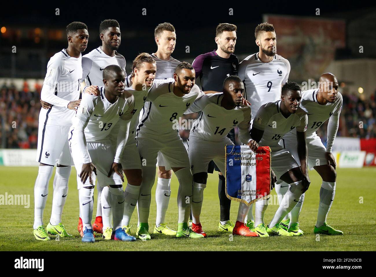 L'équipe de France pose pour une photo lors du match de qualification de la coupe du monde de la FIFA 2018, groupe A, entre le Luxembourg et la France le 25 mars 2017 au stade Josy Barthel à Luxembourg - photo Benjamin Cremel / DPPI Banque D'Images