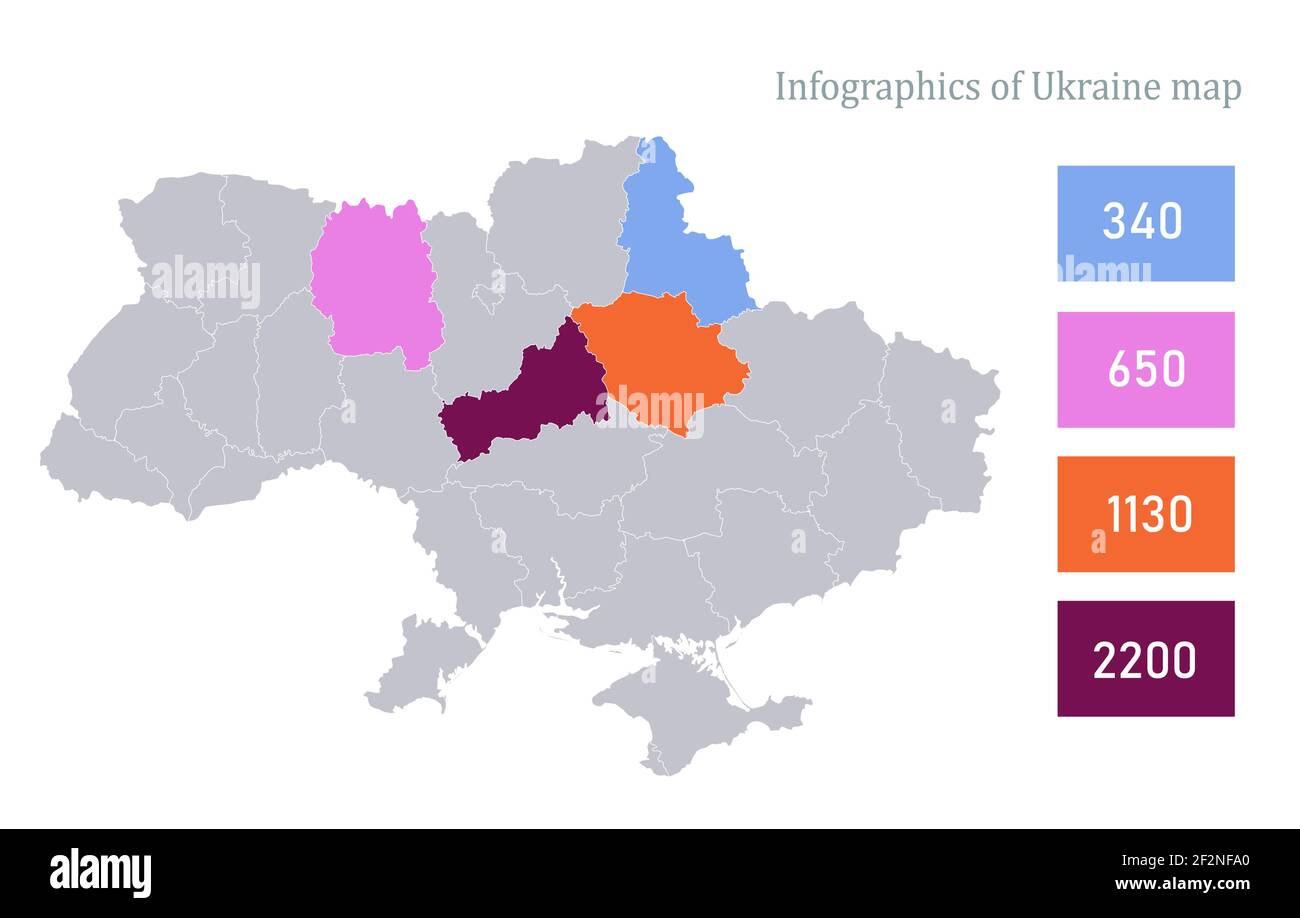 Infographies de la carte de l'Ukraine, vecteur de régions individuelles Illustration de Vecteur