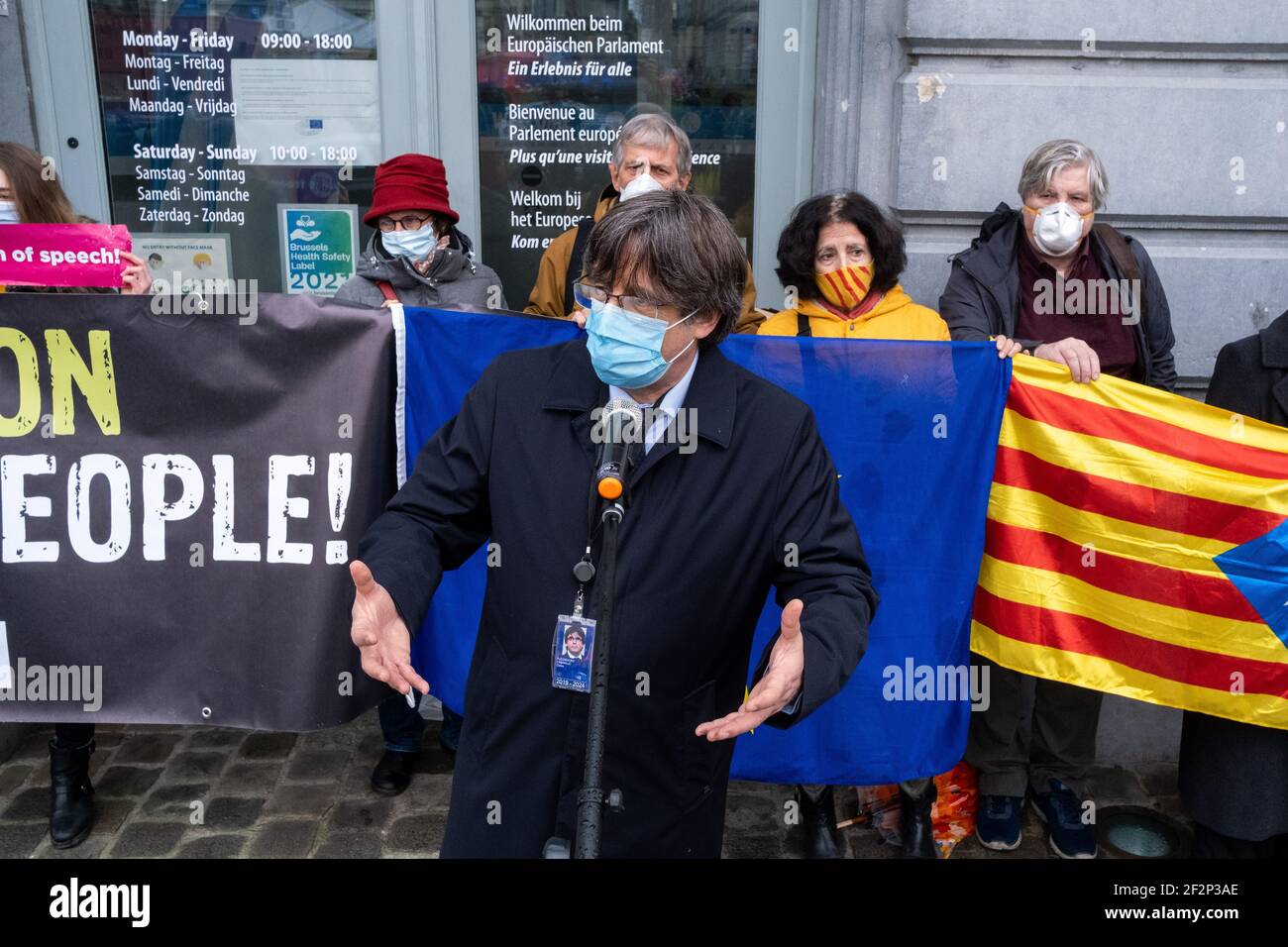 Levée de l'immunité parlementaire des eurodéputés indépendants catalans lors de la session plénière du Parlement européen. Bruxelles le 08/03/2021. Banque D'Images