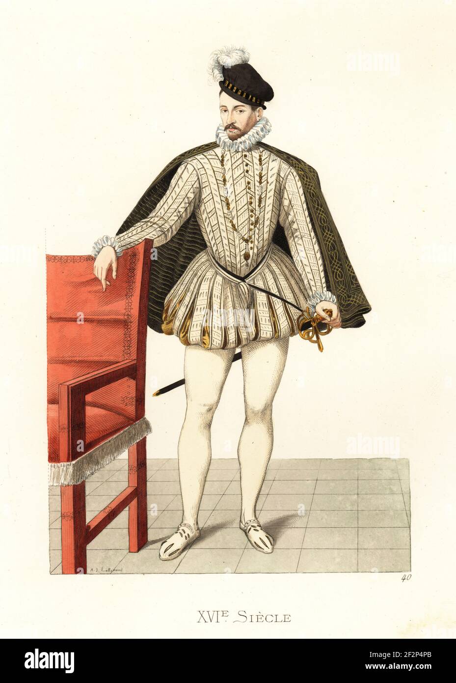Portrait du roi Charles IX de France, 1550-1574. Dans le manteau court, le  collier de ruff, le doublet, les culottes et le tuyau, avec épée. Après un  portrait dans la collection du