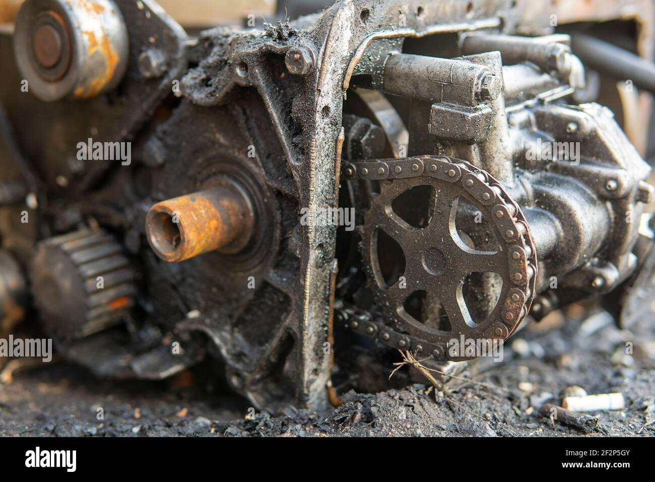 Gros plan d'un moteur à combustion interne à partir d'un ancien avion de chasse. Banque D'Images