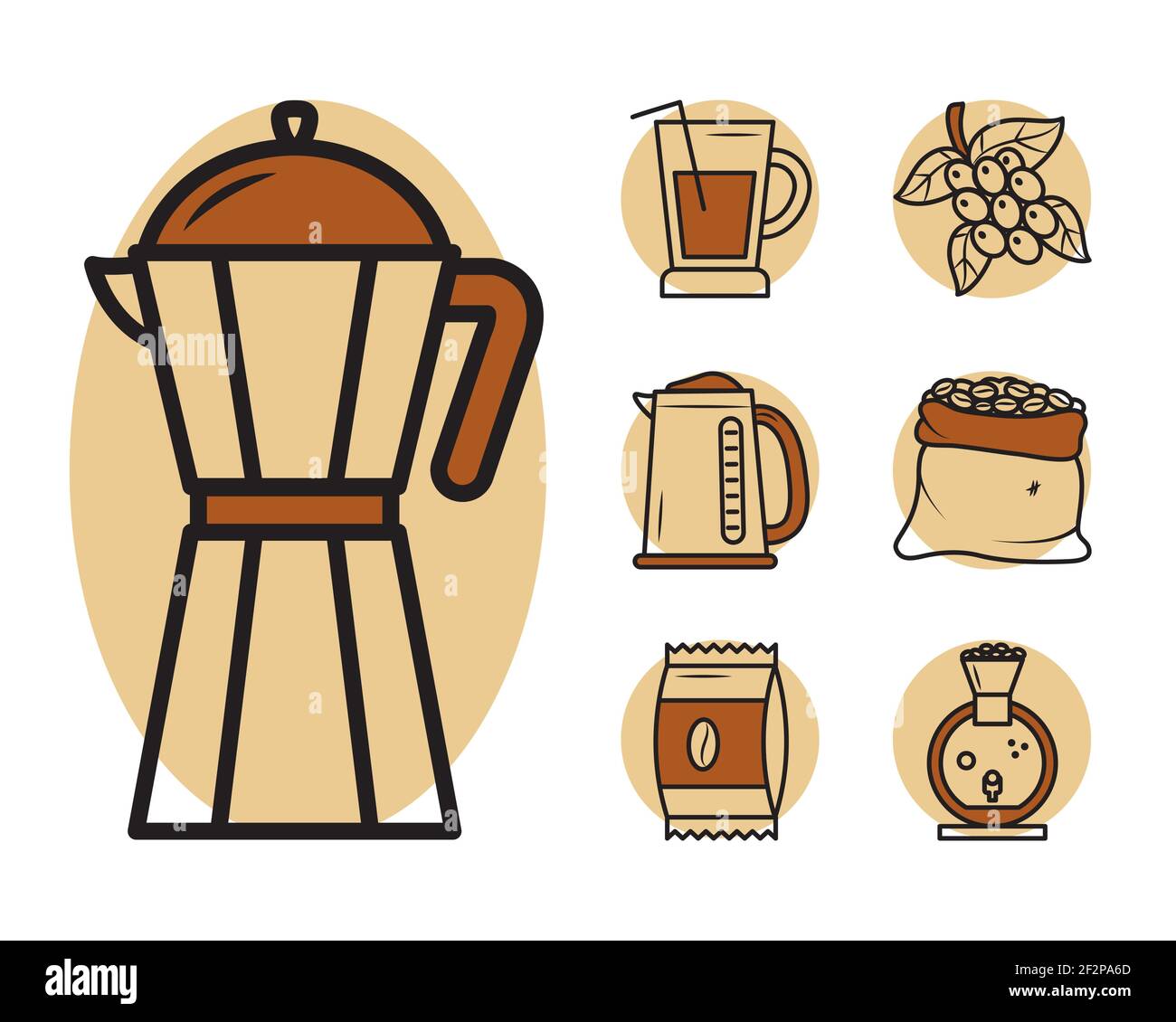 cafetière et service à café Illustration de Vecteur