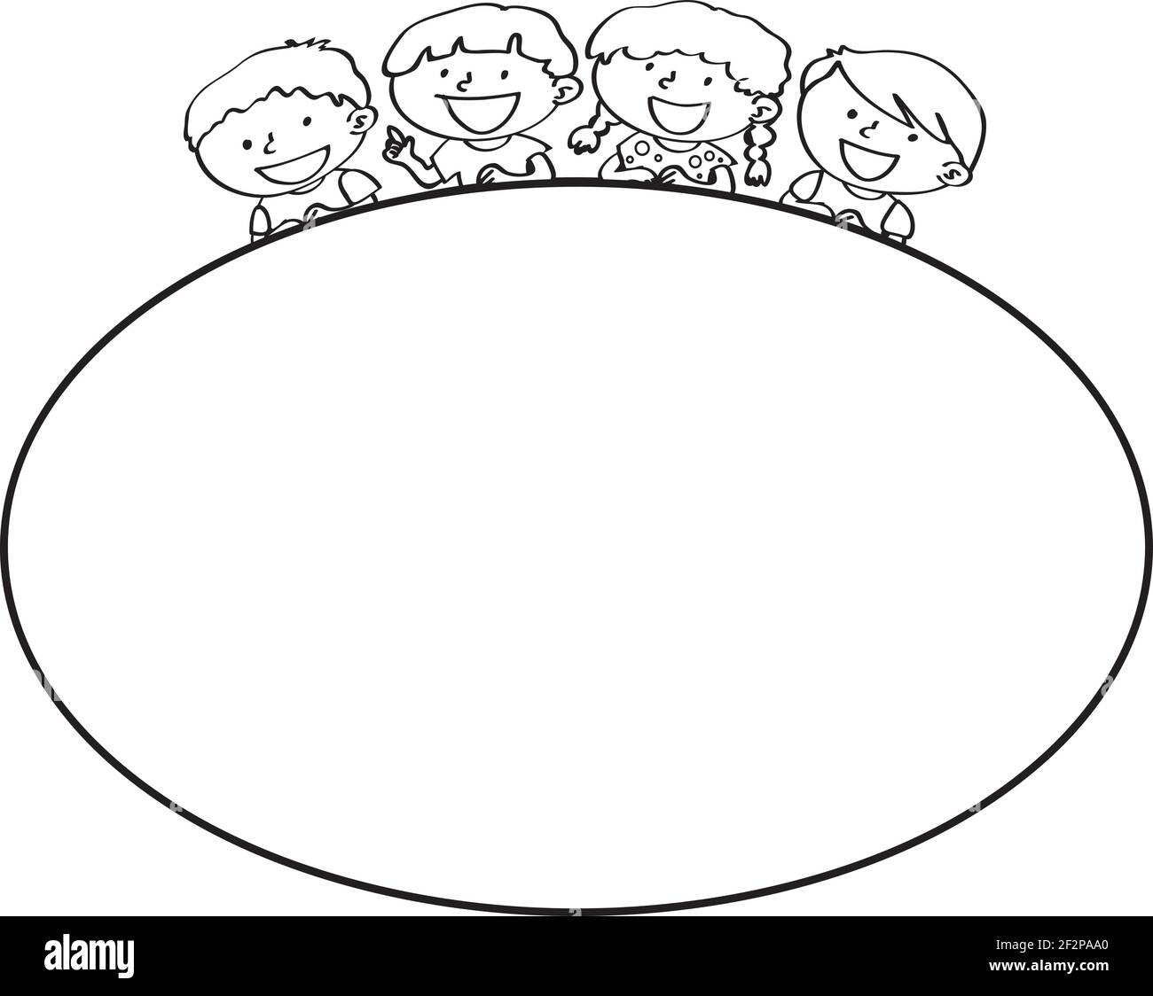 dessin animé vectoriel enfants cadre ovale bordure arrière-plan Illustration de Vecteur