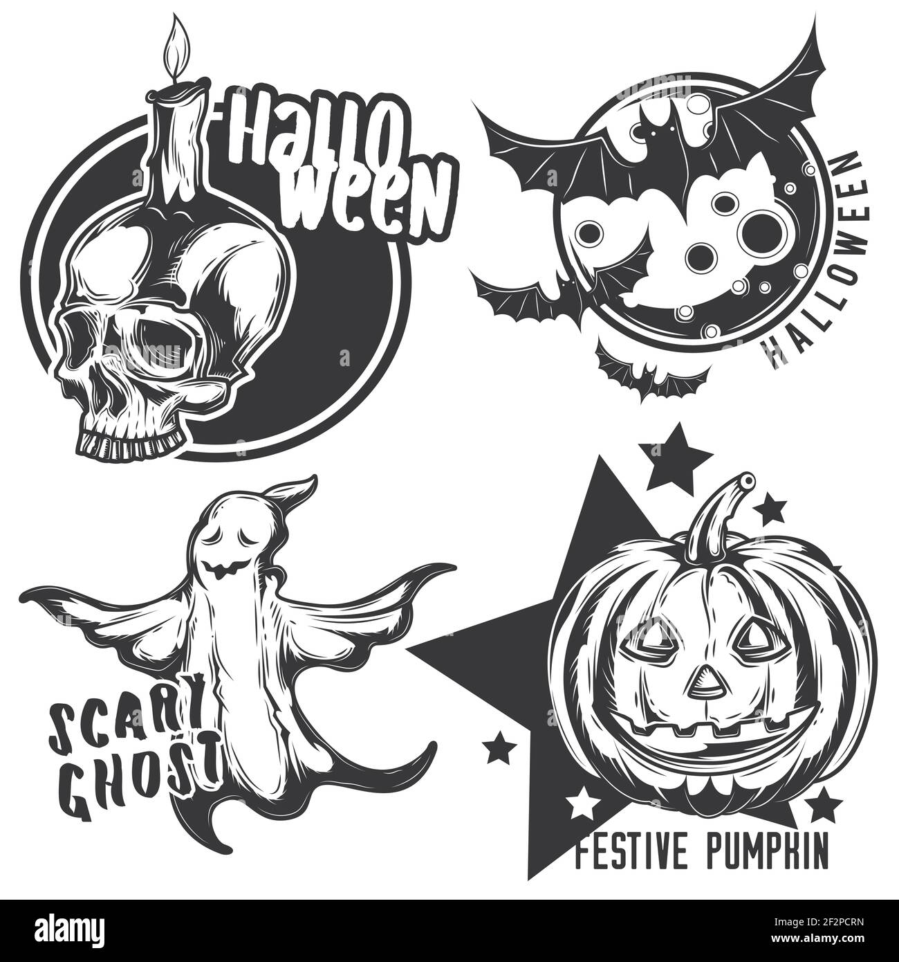 Ensemble de dessins d'étiquettes d'halloween vecteur Illustration de Vecteur